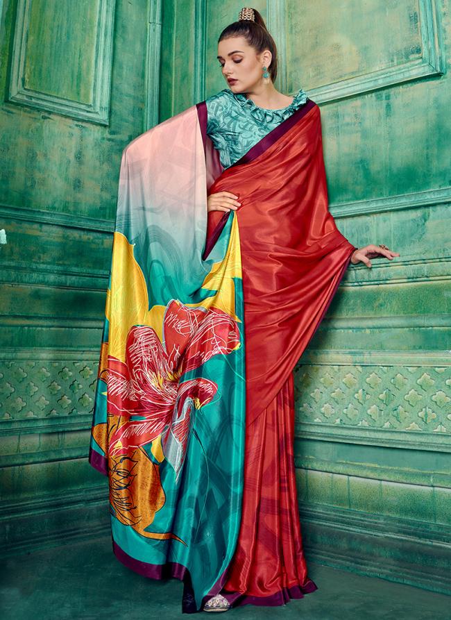 Crepe Multi Colour Casual Wear Printed Saree